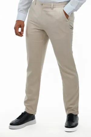 Beige Striped Sport Chic Chino Pants