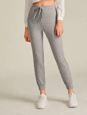 Elastic Waist Knot Detail Solid Joggers