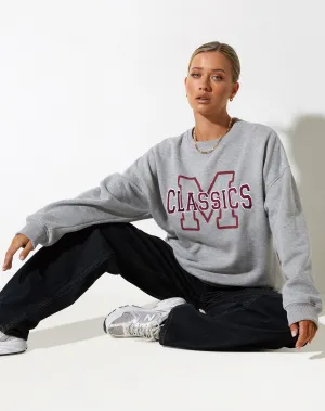 Glan Sweatshirt in Grey Marl with 'M Classics' Embro