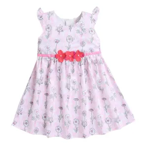 Hopscotch Girls Cotton All Over Print Casual Dress in Pink Color for Ages 18-24 Months (TTQ-4640062)