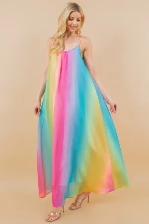 Multi Rainbow Multicolor Sleeveless Cami Dress