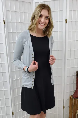 Taelynn Light Grey Button Cardigan