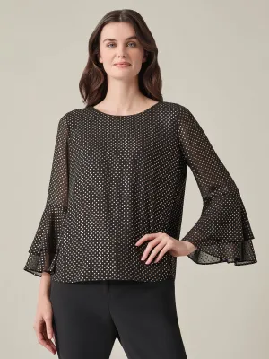 Tiered Bell Sleeve Blouse, Sparkle Detail